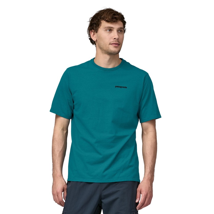 Clothing Patagonia T Shirts & Base Layers | Patagonia Mens Short Sleeved P-6 Logo Responsibili-Tee - Belay Blue