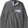 Clothing Patagonia Fleece & Mid Layer | Patagonia Womens Lightweight Synchilla Snap-T Pullover - Nickel-Pale Periwinkle Grey