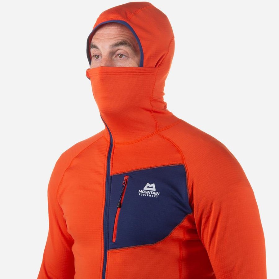 Clothing Mountain Equipment Fleece & Mid Layer | Mountain Equipment Mens Eclipse Hooded Zip-T - Magma-Medieval Orange