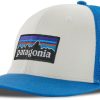 Clothing Patagonia Hats | Patagonia P-6 Logo Trucker Hat - White - Vessel Blue