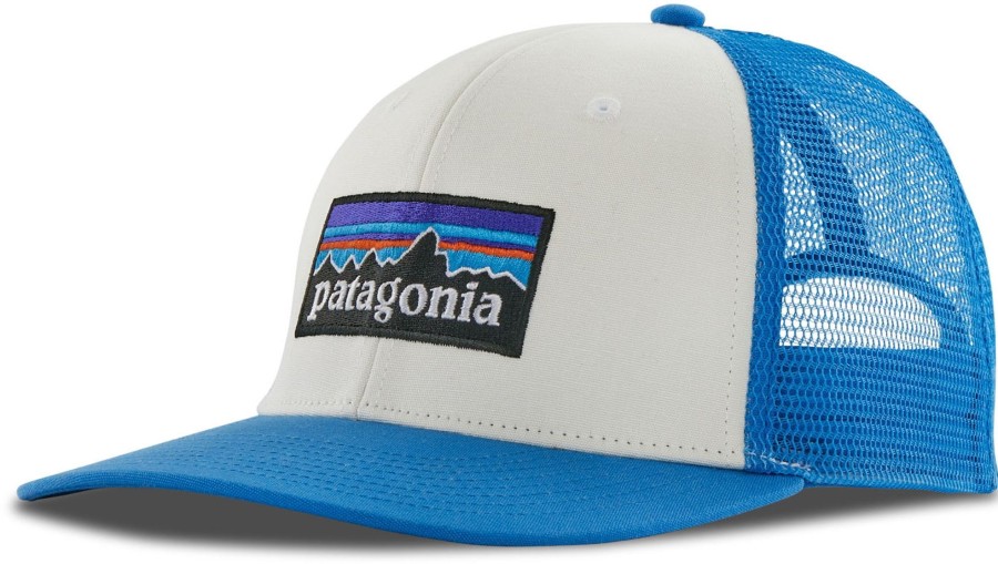 Clothing Patagonia Hats | Patagonia P-6 Logo Trucker Hat - White - Vessel Blue