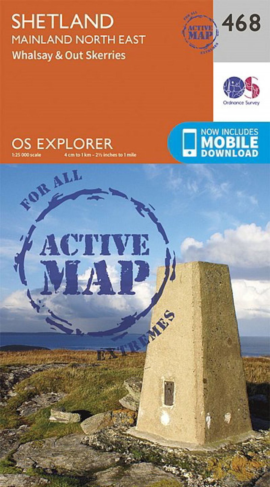 Equipment Ordnance Survey Maps And Books | Os Explorer - Active Map 468 - Shetland - Mainland North East Orange