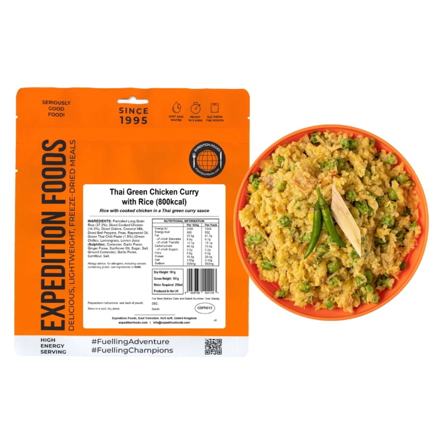 Equipment Expedition Foods Lunch/ Dinner | Expedition Foods Thai Green Chicken Curry With Rice - 800Kcal Orange