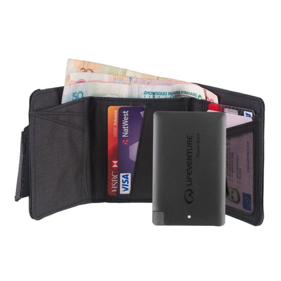 Rucksacks Lifeventure Wallets | Lifeventure Rfid Charger Wallet With Power Bank - Recycled Grey