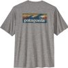 Clothing Patagonia T Shirts & Base Layers | Patagonia Mens Cap Cool Daily Graphic Shirt - Waters Boardshort Logo Abalone Blue - Feather Grey