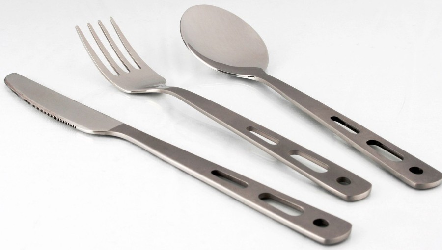 Camping Lifeventure Plates, Bowls, Cups & Utensils | Lifeventure Camping Cutlery Set Silver