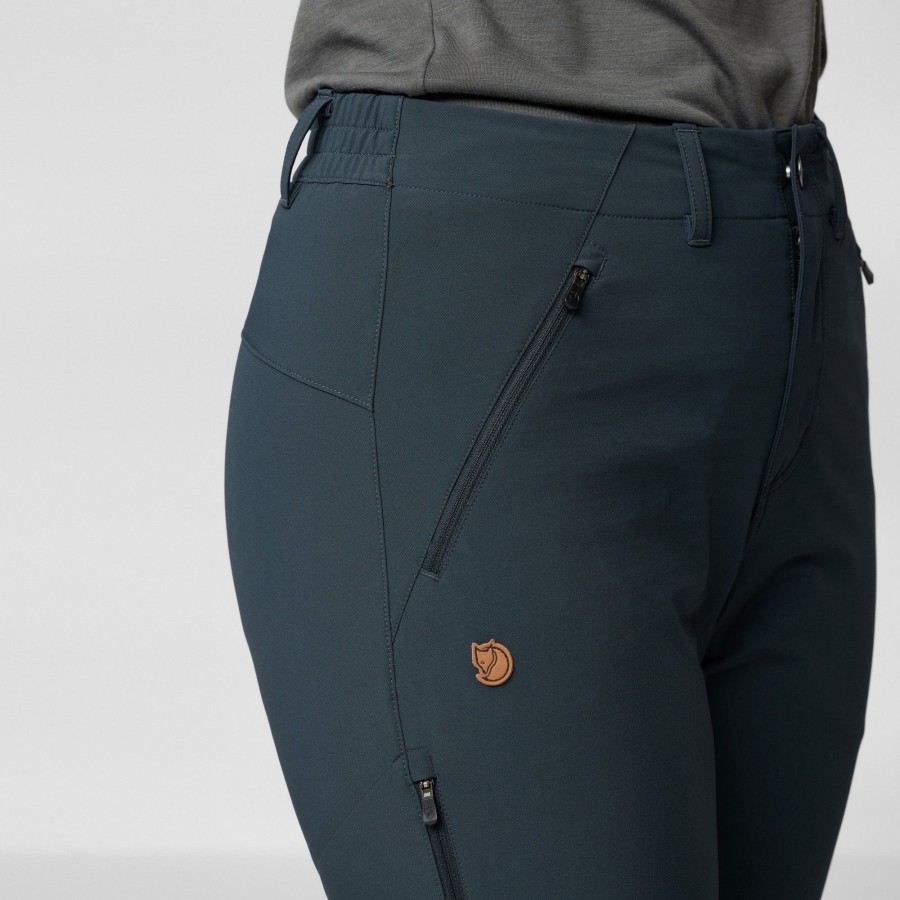 Clothing Fjallraven Trousers & Leggings | Fjallraven Womens Abisko Trail Stretch Trousers - Dark Navy Blue