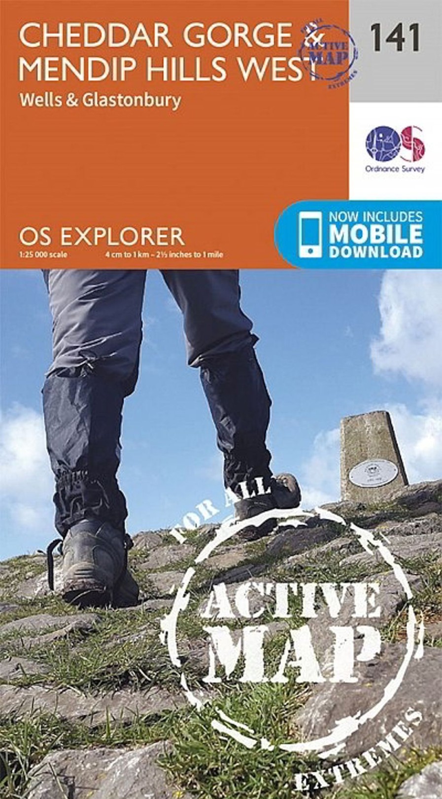 Equipment Ordnance Survey Maps And Books | Os Explorer - Active Map 141 - Cheddar Gorge And Mendip Hills West Orange