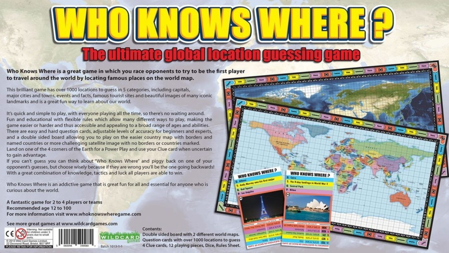 Equipment Wildcard Games Travel Accessories | Wildcard Games Who Knows Where Board Game Black