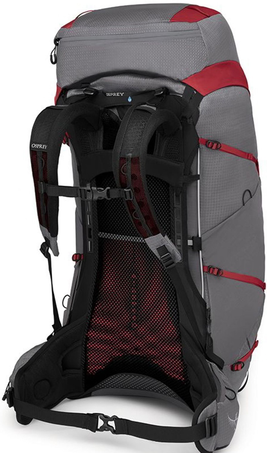 Rucksacks Osprey Backpacking Packs | Osprey Womens Eja Pro 55 Rucksack - Dale Poinsettia Red Grey