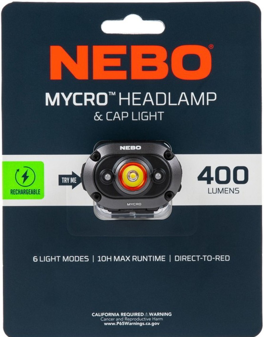 Equipment Nebo Head Torches | Nebo Mycro 400 Headlamp And Cap Light Black