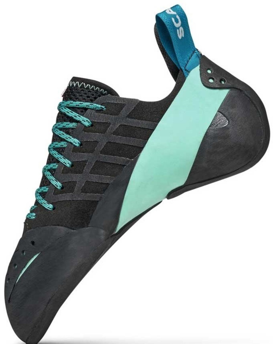 Equipment Scarpa Climbing Shoes | Scarpa Womens Instinct Lace Climbing Shoes - Black-Aqua Blue