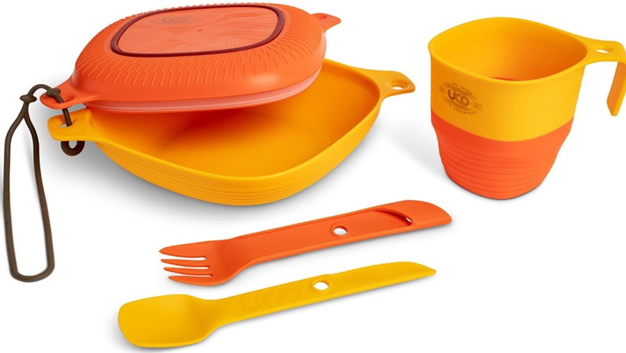 Camping UCO Plates, Bowls, Cups & Utensils | Uco 6 Piece Mess Kit - Sunrise Orange