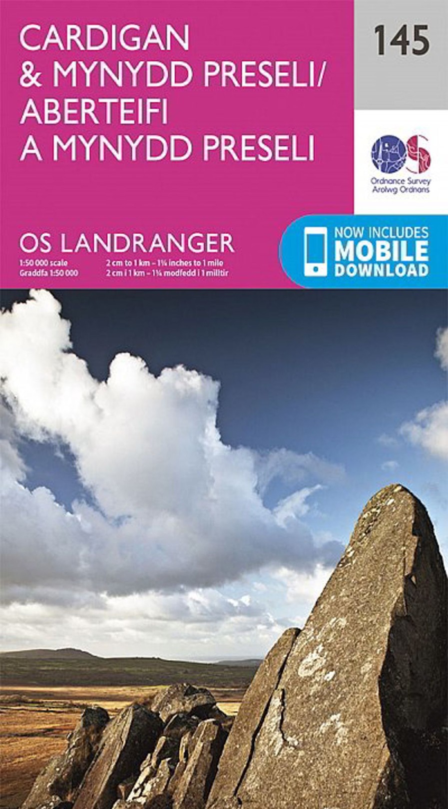 Equipment Ordnance Survey Maps And Books | Os Landranger Map 145 - Cardigan And Mynydd Preseli Pink