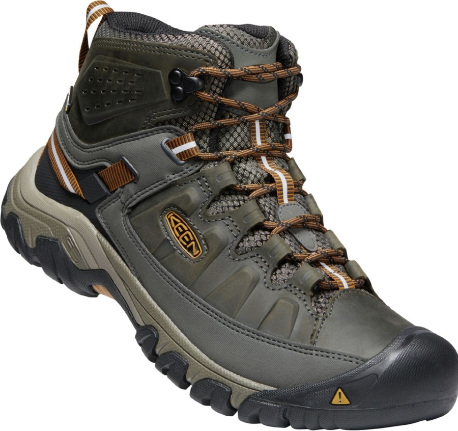 Footwear Keen Mid Height Boots | Keen Mens Targhee Iii Mid Waterproof Boots - Black Olive-Golden Brown Grey