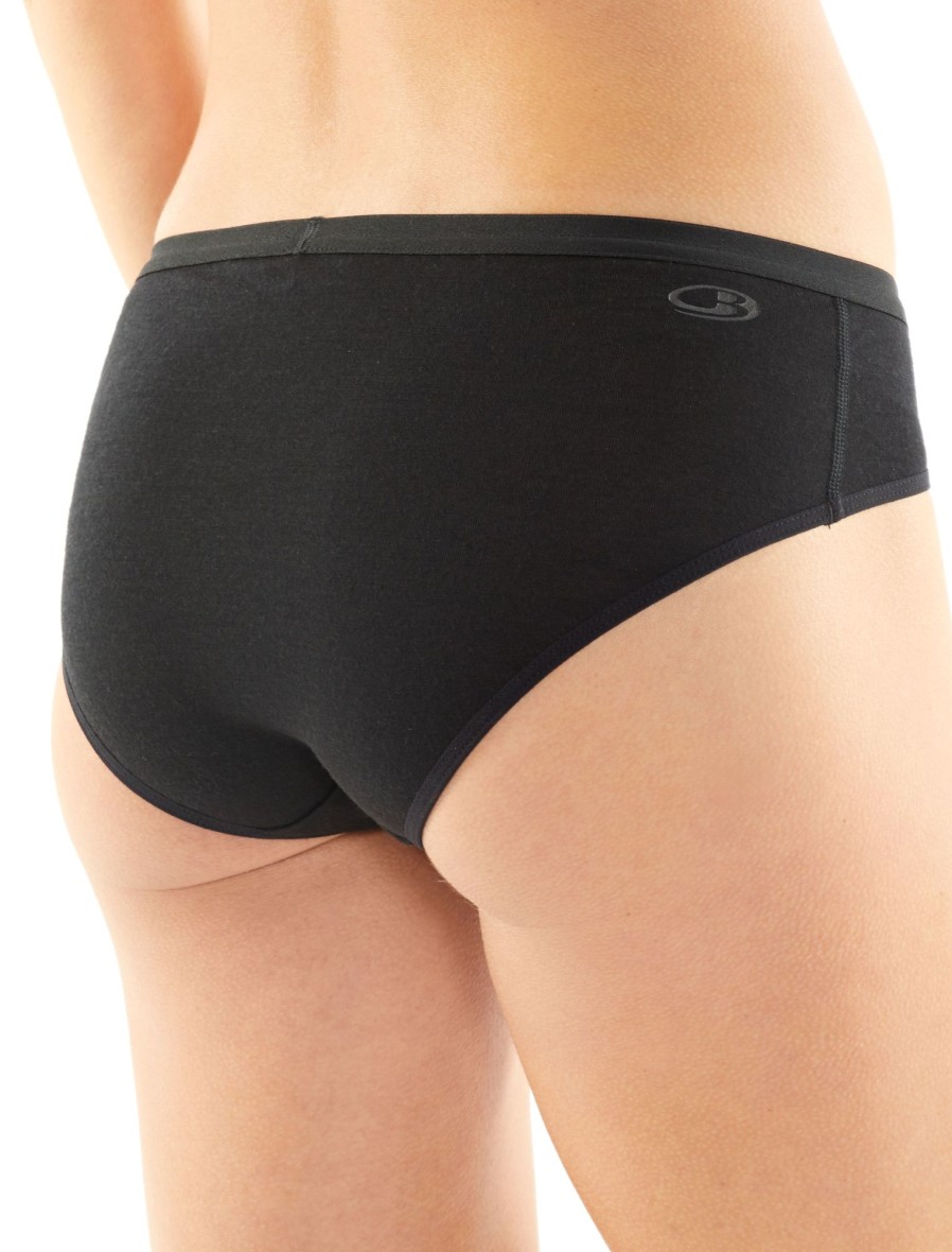 Clothing Icebreaker Underwear | Icebreaker Womens Siren Hipkini Briefs Black