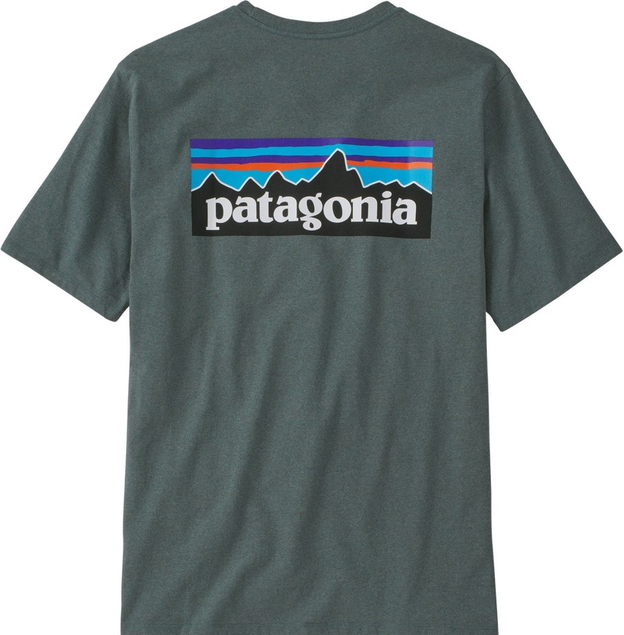 Clothing Patagonia T Shirts & Base Layers | Patagonia Mens Short Sleeved P-6 Logo Responsibili-Tee - Nouveau Green