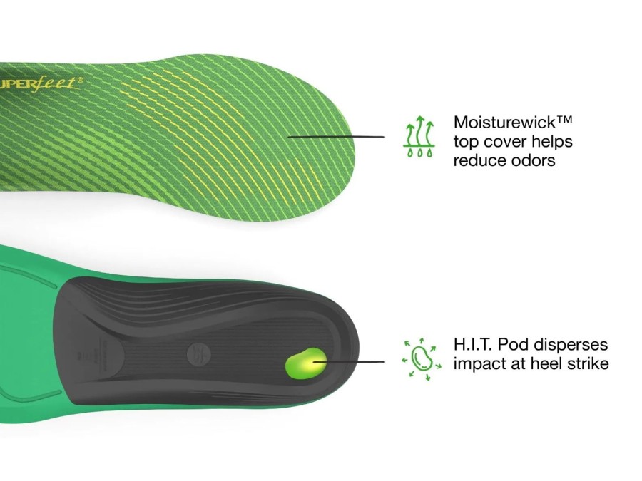 Footwear Superfeet Footbeds & Insoles | Superfeet Active Support High Arch Insoles Green