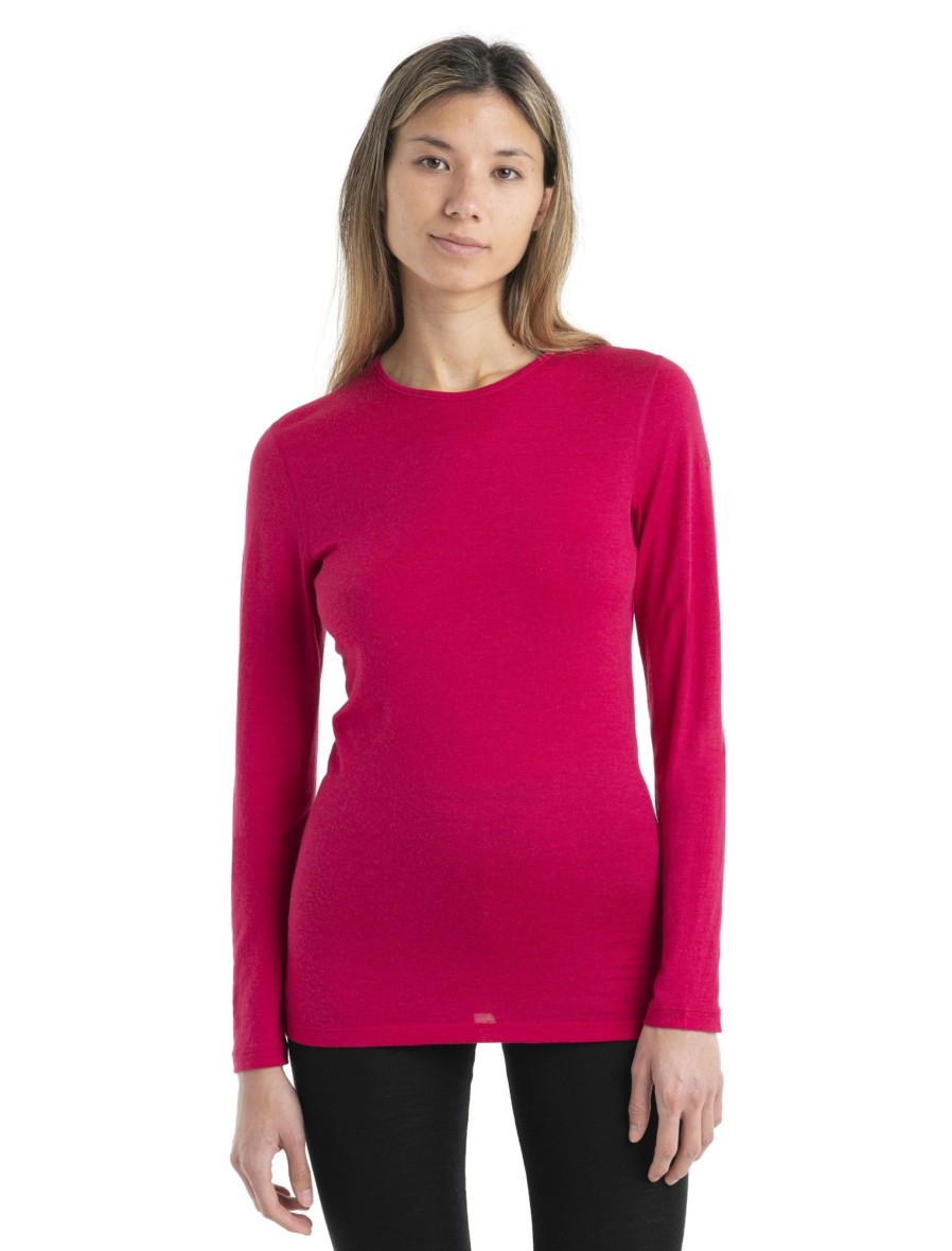 Clothing Icebreaker T Shirts & Base Layers | Icebreaker Womens 200 Oasis Long Sleeved Crewe Top - Electron Pink