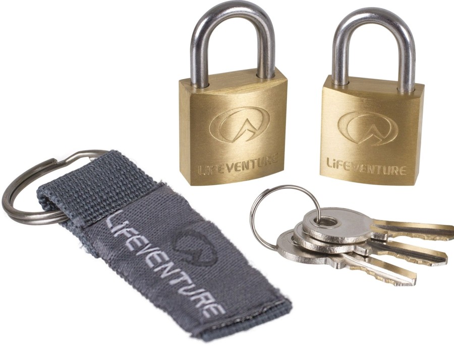 Equipment Lifeventure Travel Accessories | Lifeventure Small Brass Padlocks - Twin Pack Brown