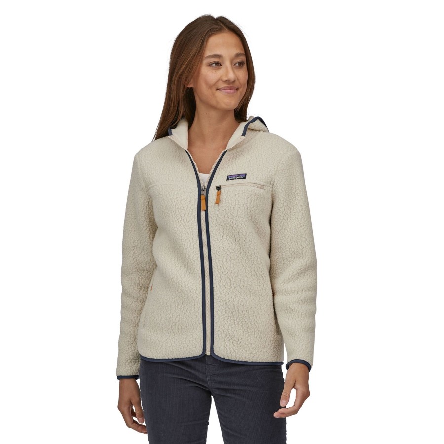 Clothing Patagonia Fleece & Mid Layer | Patagonia Womens Retro Pile Hoody - Pelican White