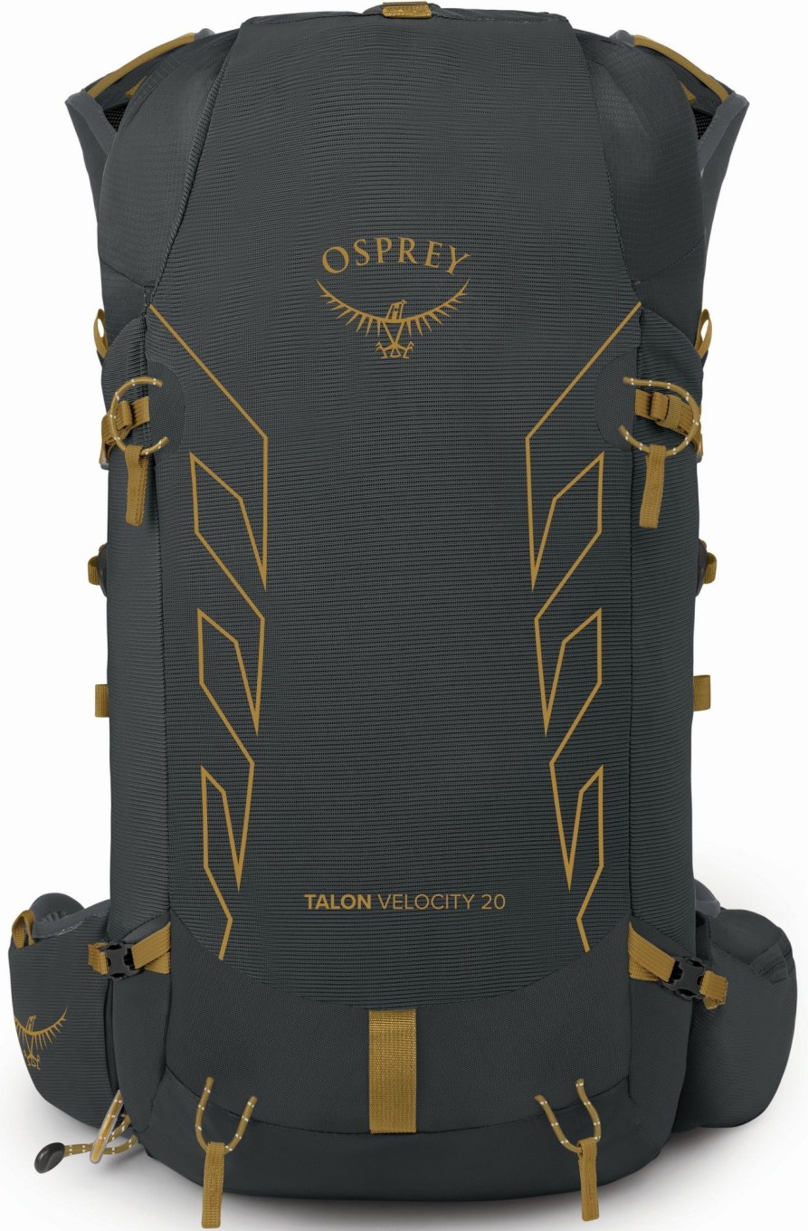 Rucksacks Osprey Fast & Light Rucksacks And Vests | Osprey Mens Talon Velocity 20 Rucksack - Dark Charcoal-Tumbleweed Yellow Grey