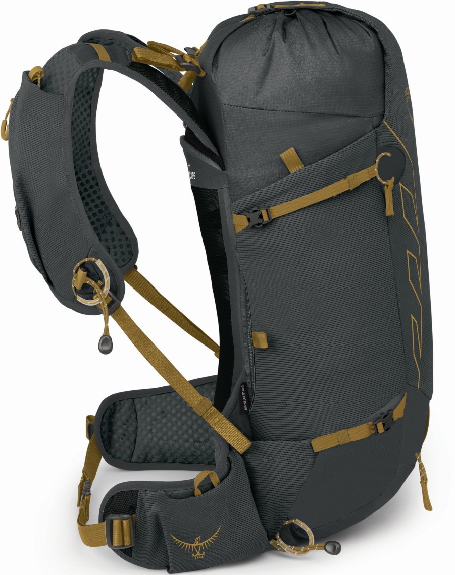 Rucksacks Osprey Fast & Light Rucksacks And Vests | Osprey Mens Talon Velocity 20 Rucksack - Dark Charcoal-Tumbleweed Yellow Grey