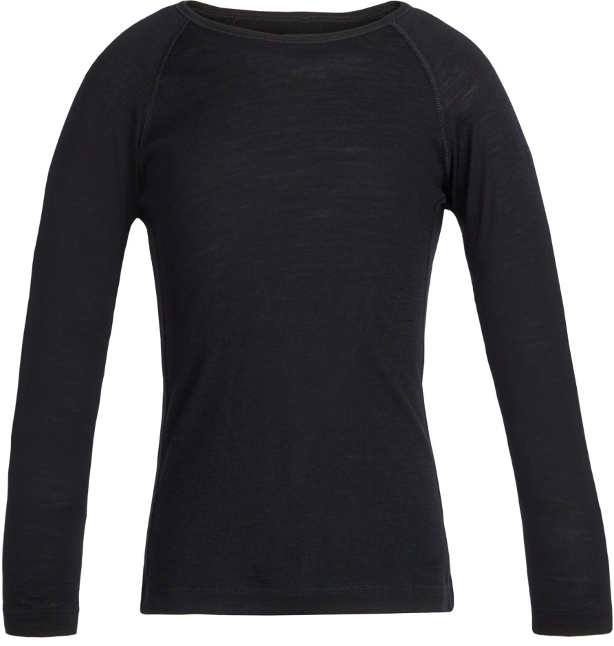 Clothing Icebreaker Base Layer | Icebreaker Kids 200 Oasis Long Sleeved Crewe Top - Black