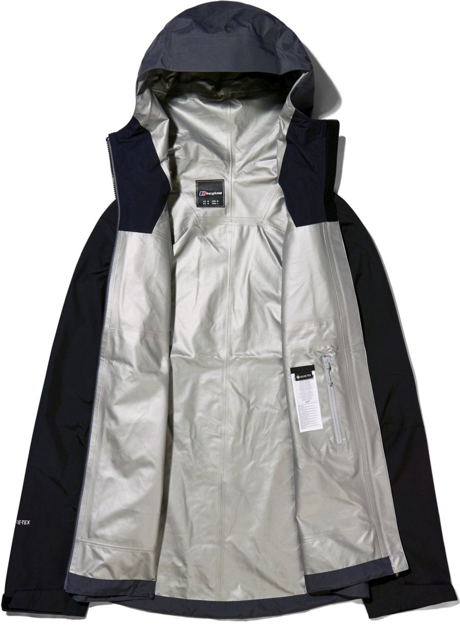 Clothing Berghaus Waterproof Jackets | Berghaus Paclite Peak Vent Shell Jacket Pinstripe-Jet Black Grey