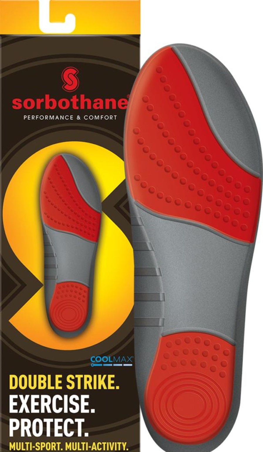 Footwear Sorbothane Footbeds & Insoles | Sorbothane Double Strike Exercise Protect Insoles Red