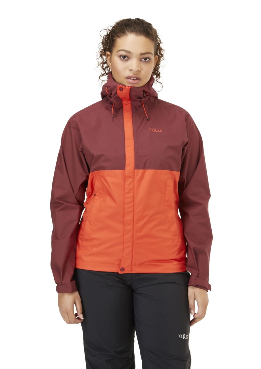 Clothing Rab Waterproof Jackets | Rab Womens Downpour Eco Jacket - Deep Heather-Red Grapefruit Purple