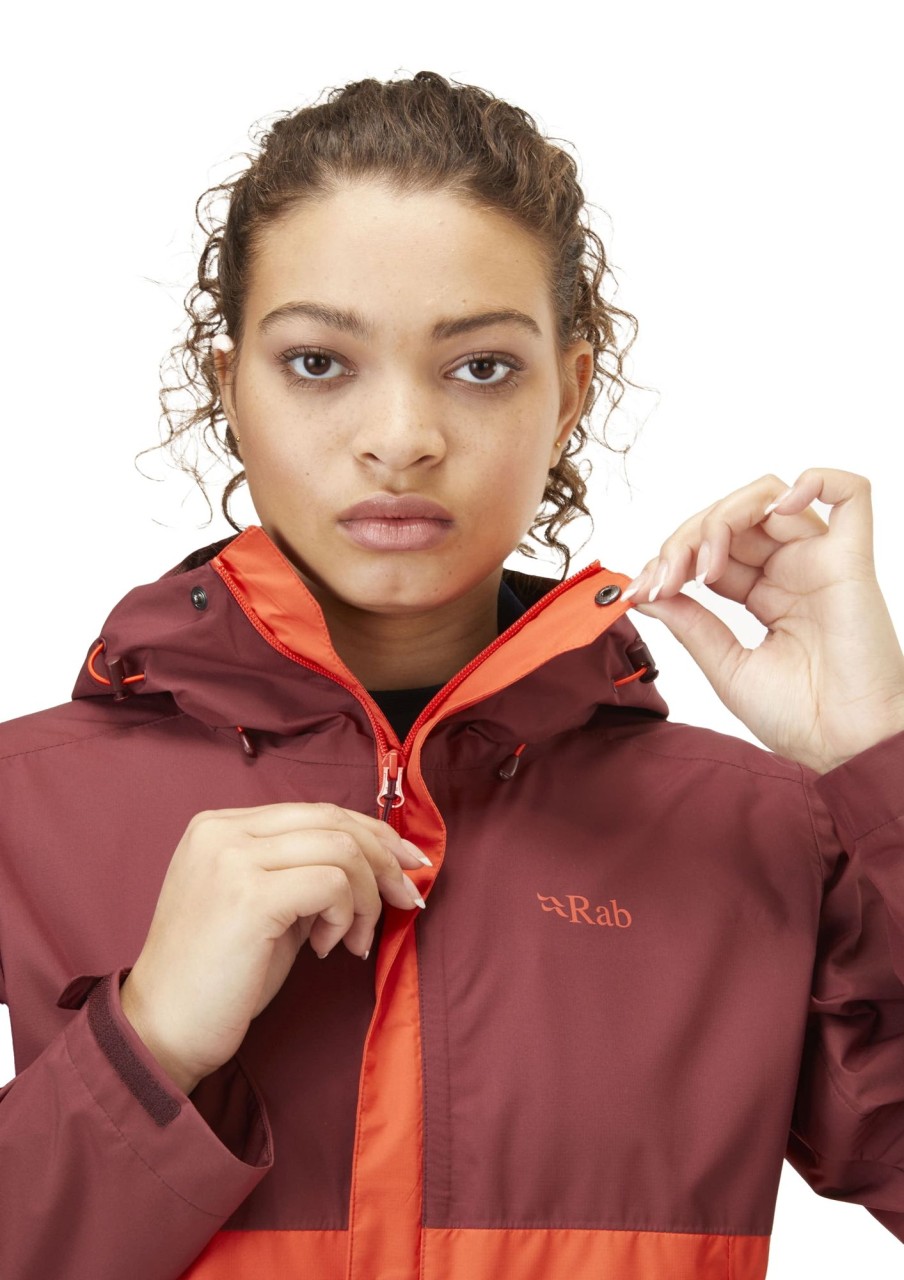 Clothing Rab Waterproof Jackets | Rab Womens Downpour Eco Jacket - Deep Heather-Red Grapefruit Purple