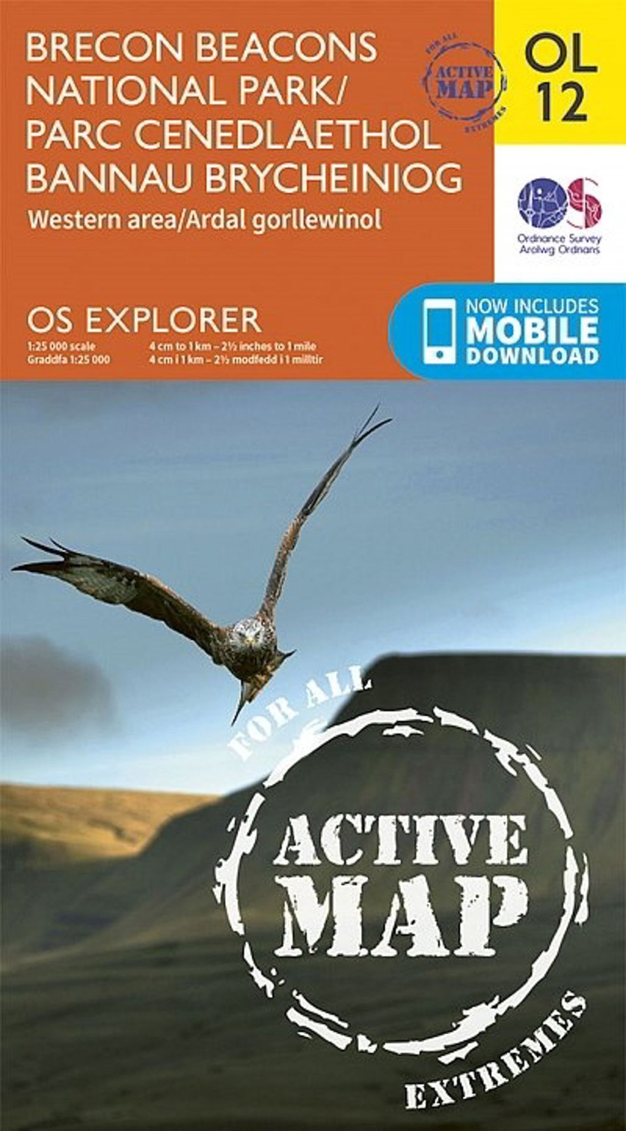 Equipment Ordnance Survey Maps And Books | Os Explorer - Active Map Ol12 - Brecon Beacons National Park Western Orange