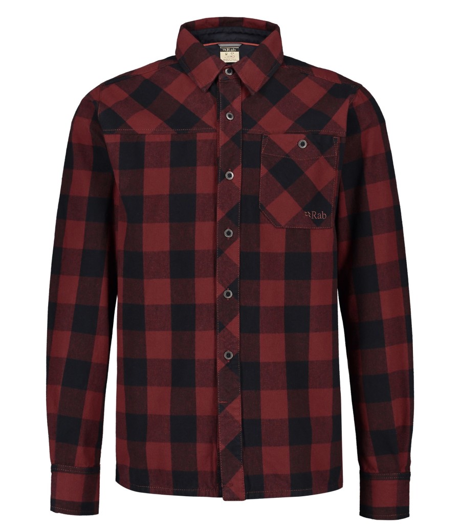 Clothing Rab Shirts | Rab Mens Boundary Shirt - Oxblood Check Red