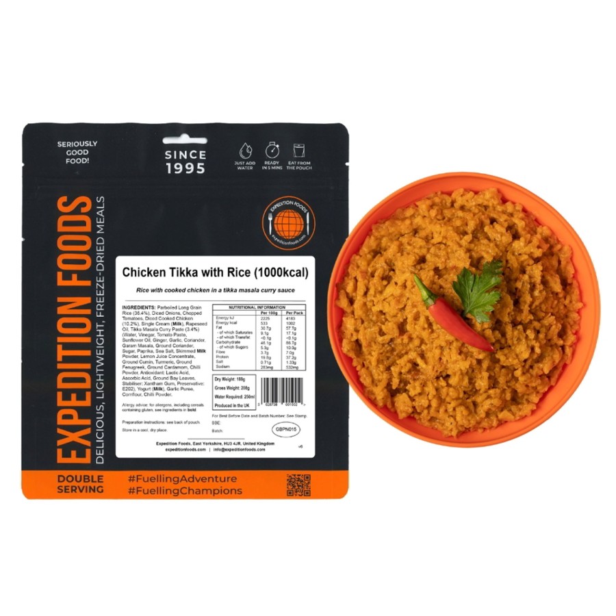 Equipment Expedition Foods Lunch/ Dinner | Expedition Foods Chicken Tikka With Rice - 1000Kcal Black