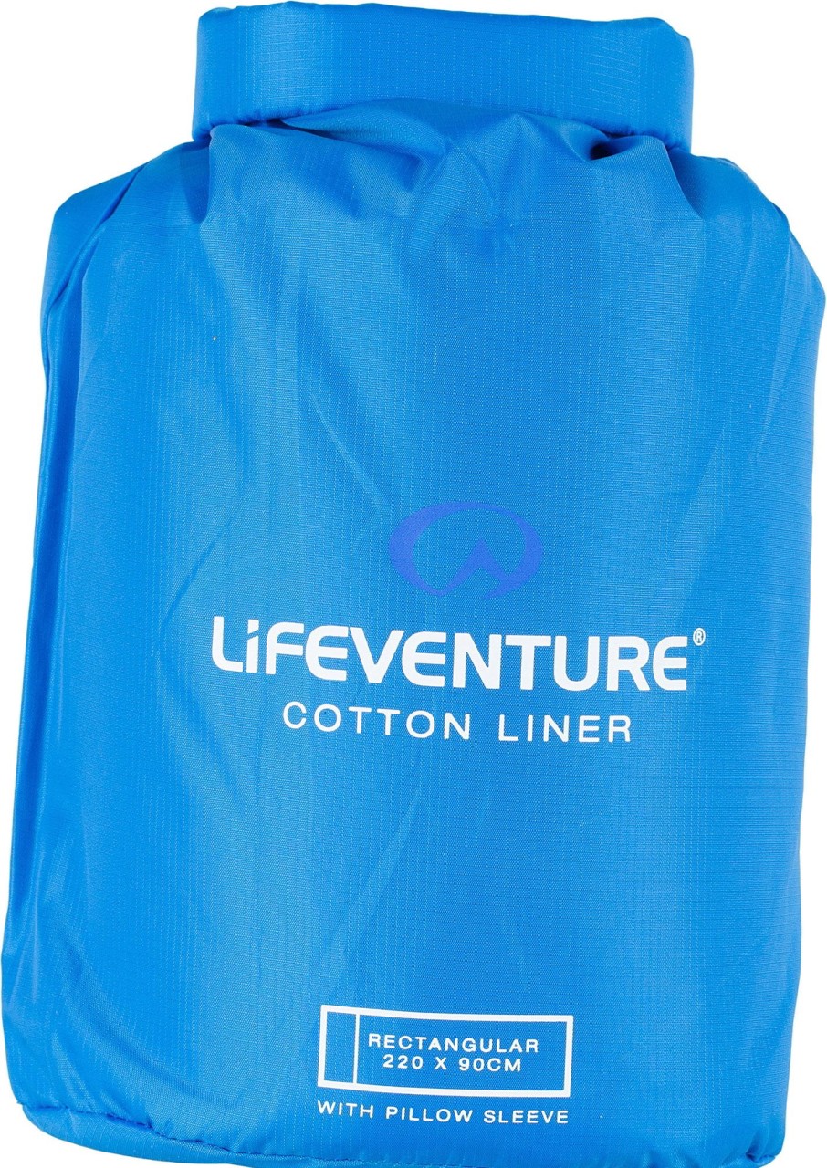 Camping Lifeventure Sleep Accessories | Lifeventure Cotton Sleeping Bag Liner - Rectangular Blue