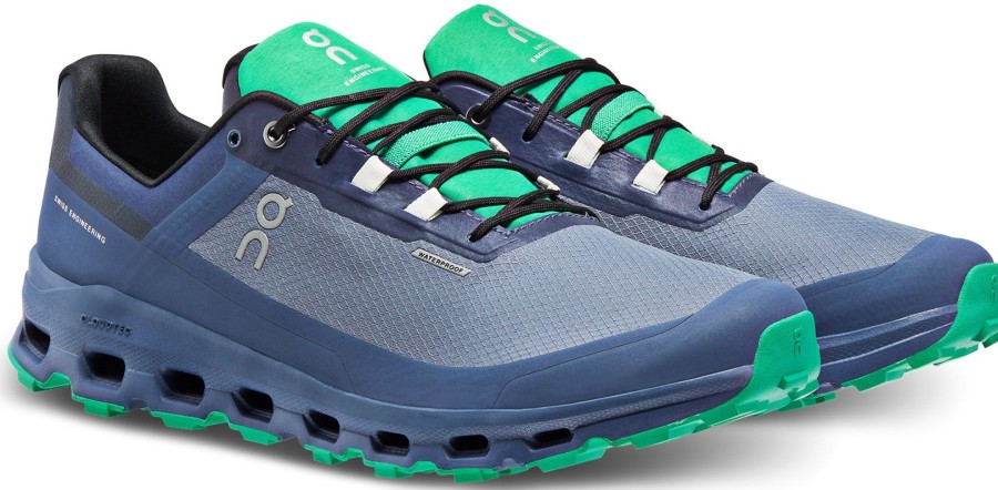 Footwear On Running Shoes | On Mens Cloudvista Waterproof Running Shoes - Metal-Denim Blue