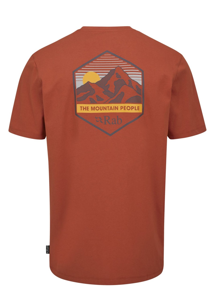 Clothing Rab T Shirts & Base Layers | Rab Mens Stance Mountain Peak Tee Clay Red