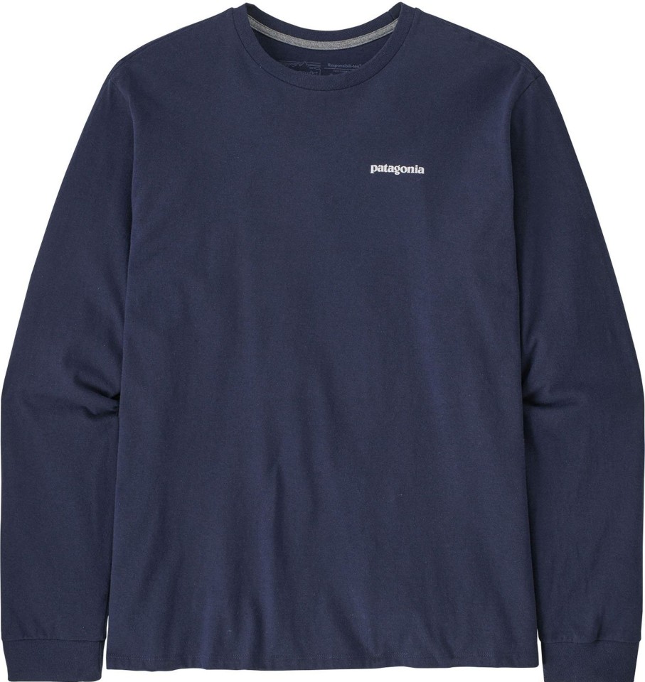 Clothing Patagonia T Shirts & Base Layers | Patagonia Mens Long Sleeved P-6 Logo Responsibili-Tee - Classic Navy Blue