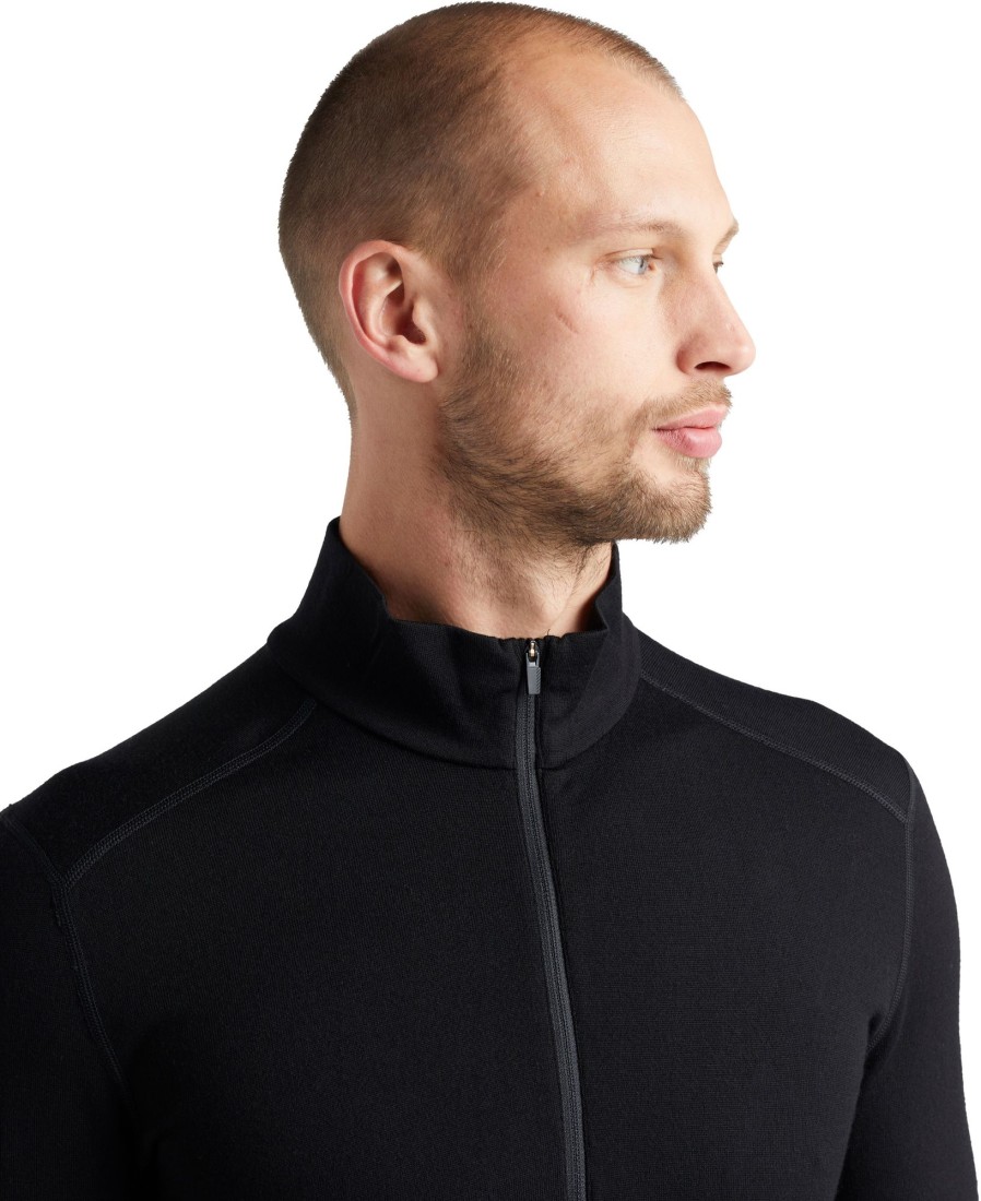 Clothing Icebreaker T Shirts & Base Layers | Icebreaker Mens 260 Tech Long Sleeved Half Zip Top Black