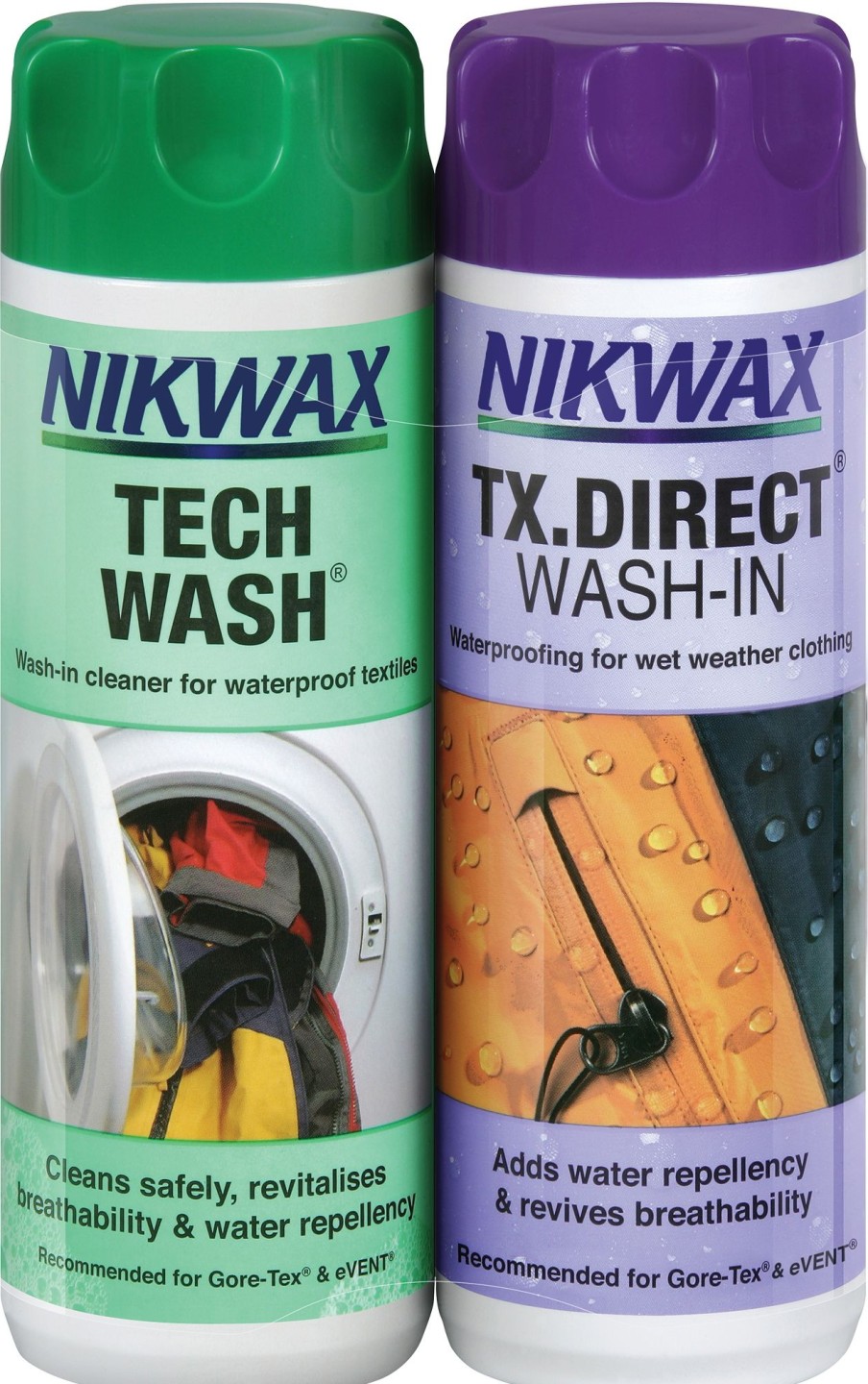 Clothing Nikwax Clothing Cleaning & Proofing | Nikwax Tech Wash And Tx.Direct Wash-In Twin Pack - 300Ml Clear