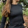 Clothing Icebreaker T Shirts & Base Layers | Icebreaker Womens 200 Oasis Long Sleeved Crewe Top Black