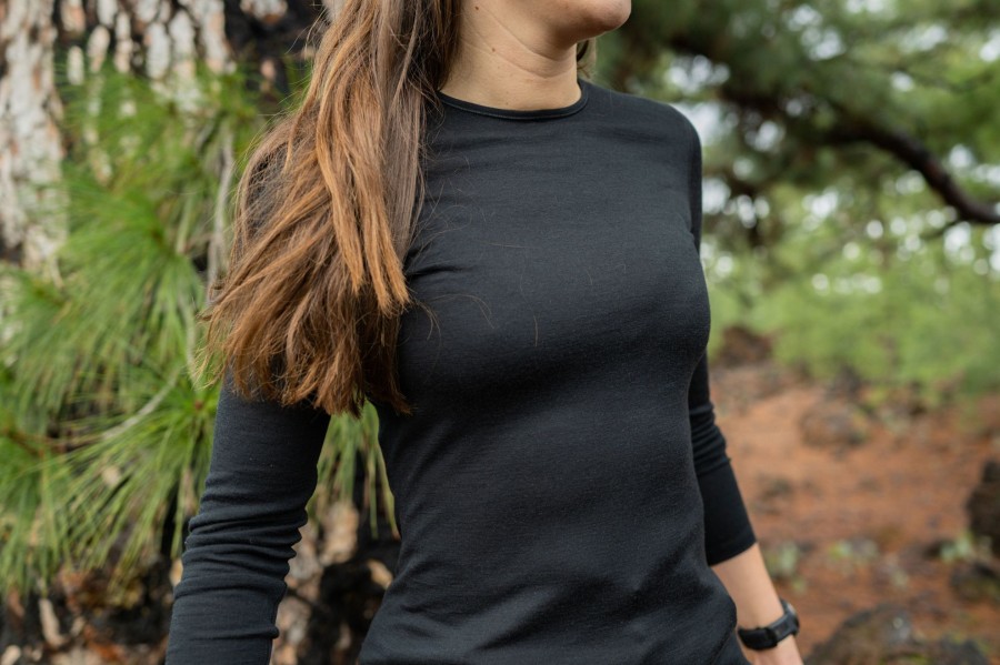 Clothing Icebreaker T Shirts & Base Layers | Icebreaker Womens 200 Oasis Long Sleeved Crewe Top Black