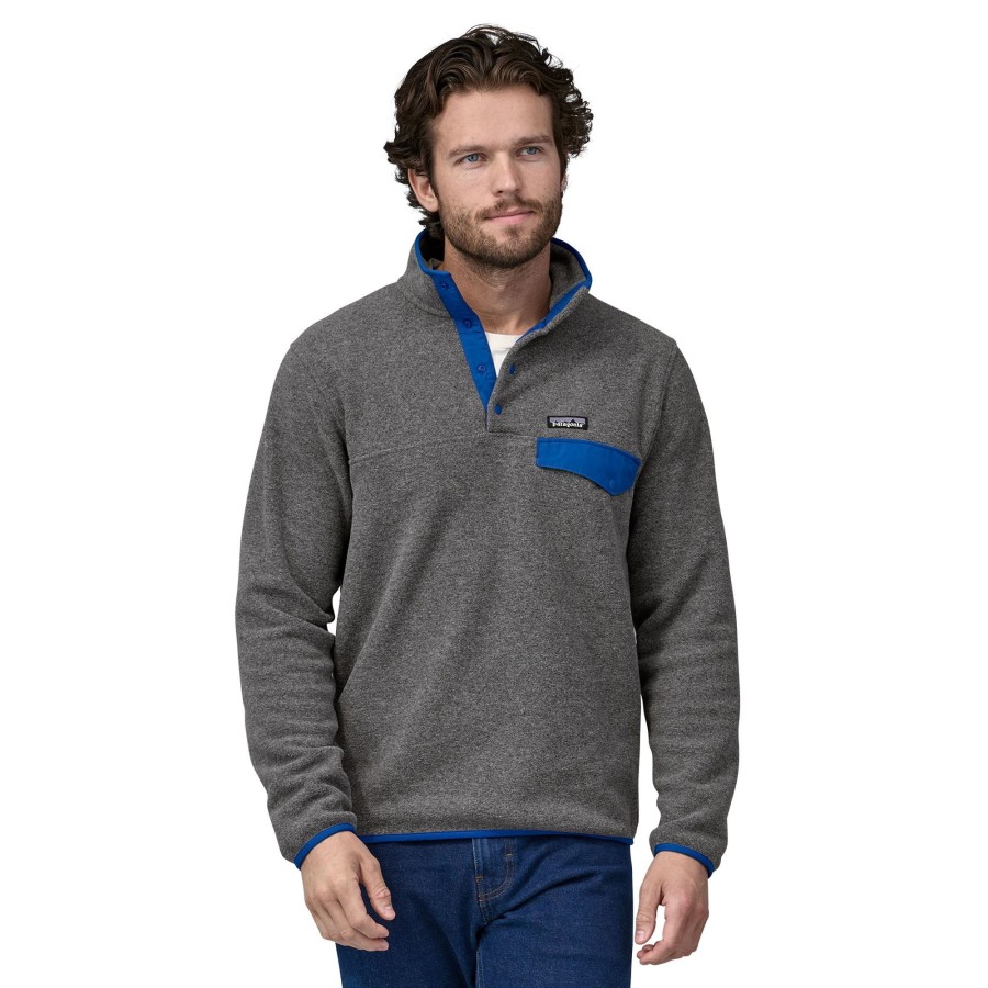 Clothing Patagonia Fleece & Mid Layer | Patagonia Mens Lightweight Synchilla Snap-T Pullover - Nickel-Passage Blue Grey