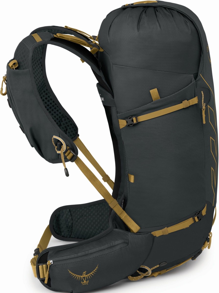 Rucksacks Osprey Fast & Light Rucksacks And Vests | Osprey Mens Talon Velocity 30 Rucksack - Dark Charcoal-Tumbleweed Yellow Grey