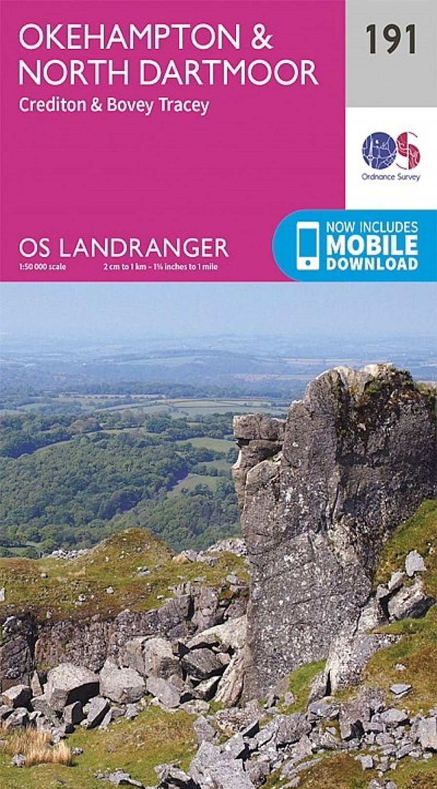 Equipment Ordnance Survey Maps And Books | Os Landranger Map 191 - Okehampton And North Dartmoor Pink