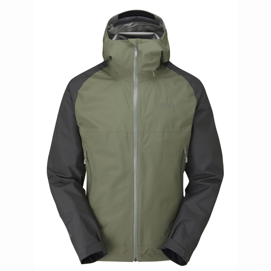 Clothing Rab Waterproof Jackets | Rab Mens Namche Paclite Jacket - Graphene-Light Khaki Grey