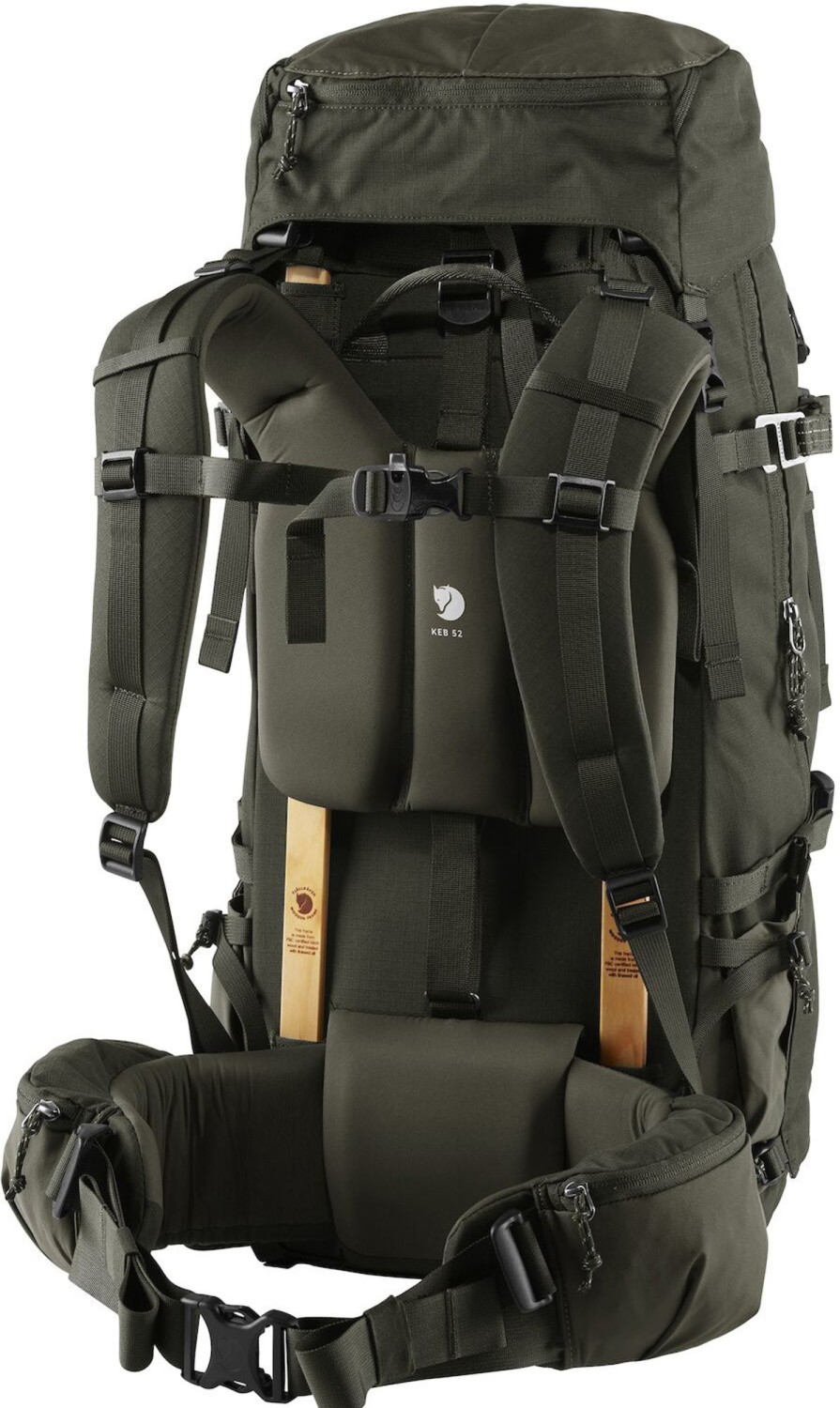 Rucksacks Fjallraven Backpacking Packs | Fjallraven Keb 52 Rucksack - Olive-Deep Forest Green