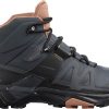 Footwear Salomon Mid Height Boots | Salomon Womens X Ultra 4 Mid Gtx Hiking Shoes - Ebony-Mocha Mousse-Almond Cream Grey