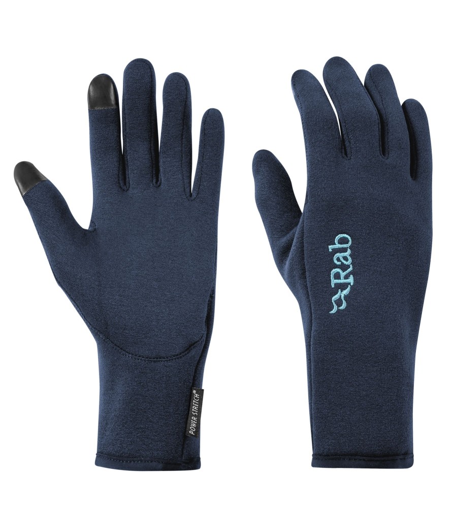 Clothing Rab Gloves | Rab Womens Power Stretch Contact Glove - Deep Ink Blue